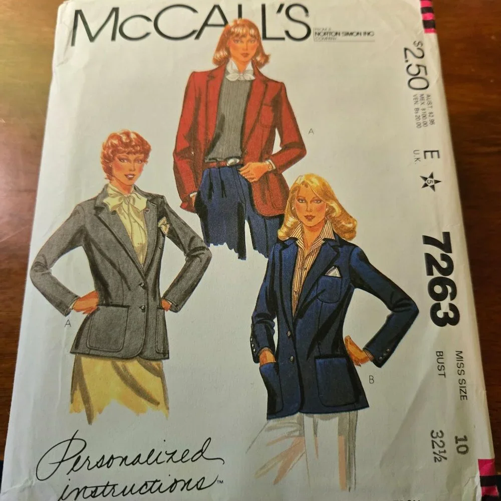 McCall's sewing patterns vintage 80s jacket, blouse, skirts, culottes Unverified